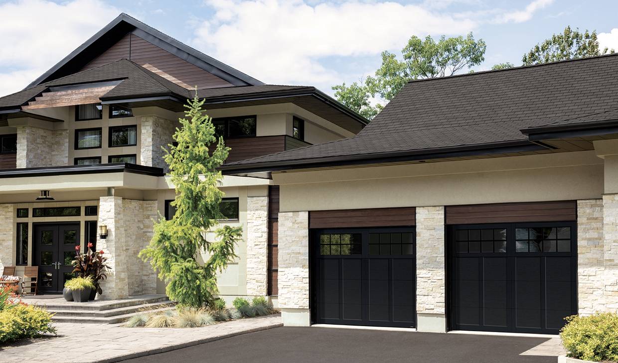 Princeton P-12, 9’ x 8', Black doors and overlays, 8 lite Panoramic windows with Clear glass