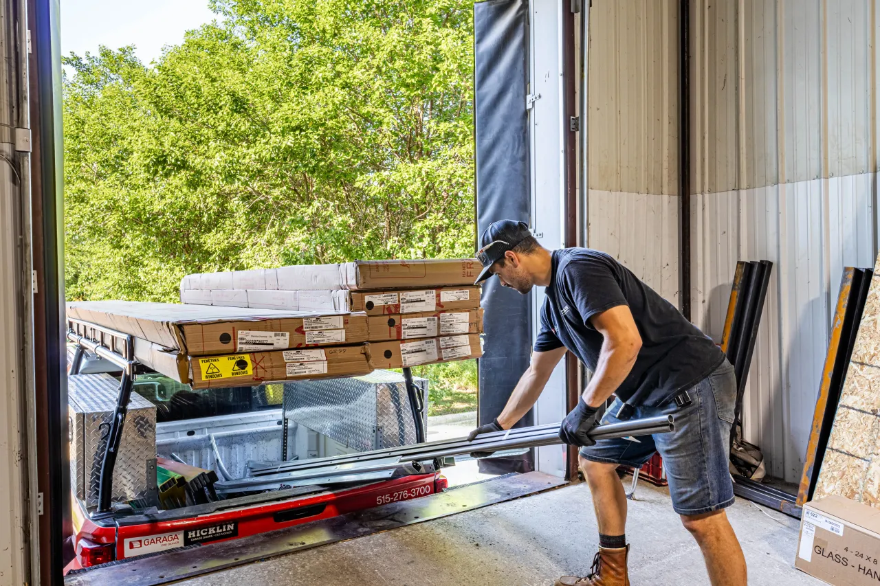 Garage door installer who put hardware in his service truck